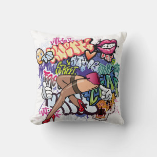 Coussin Illustration de graffiti avec lettres de graffitis