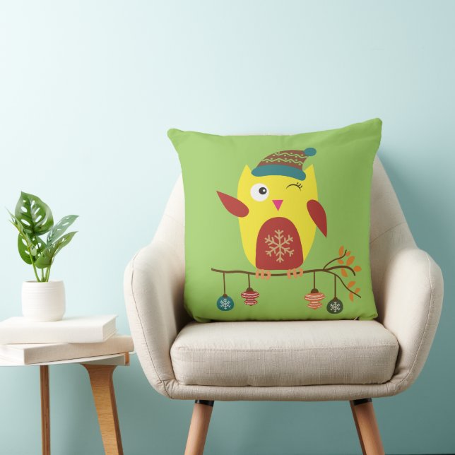 Coussin Illustration de la chouette de Noël (Chaise)