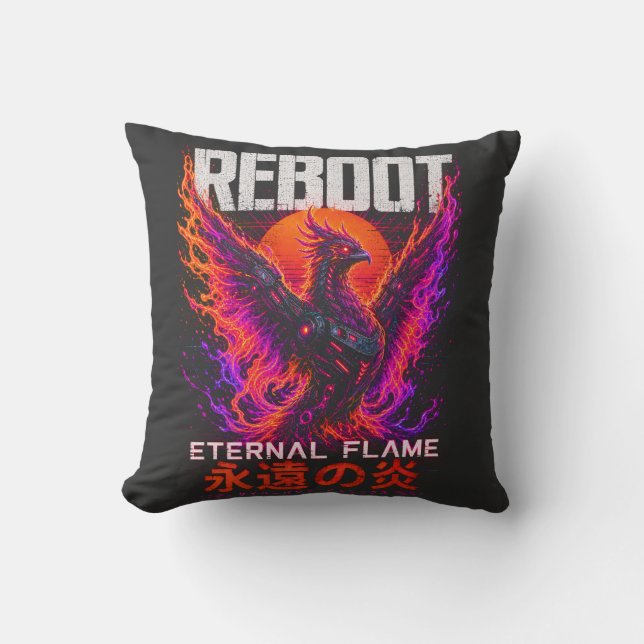 Coussin Illustration de la Flamme Éternelle – Phénix de Fe (Recto)