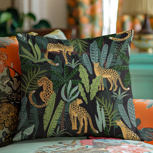 Coussin Illustration de la forêt de Leopard Jungle sans vo