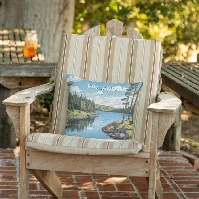 Coussin Illustration de la nature Finlande du texte person (Chaise)