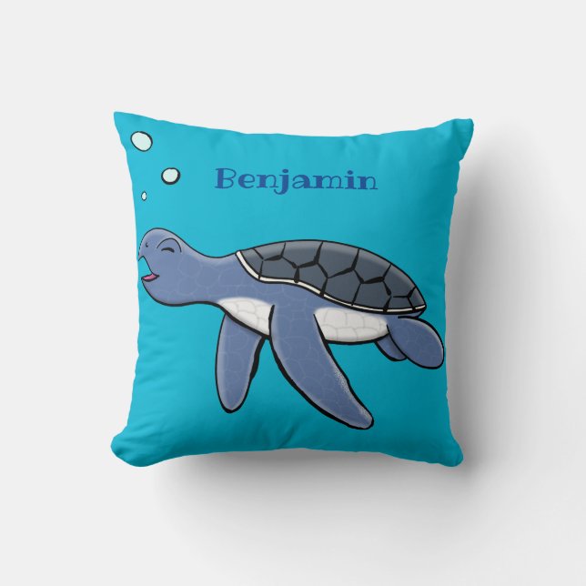 Coussin Illustration de la petite tortue de mer (Recto)