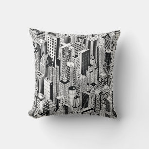 Coussin Illustration de la ville Skyscraper, isométrique t