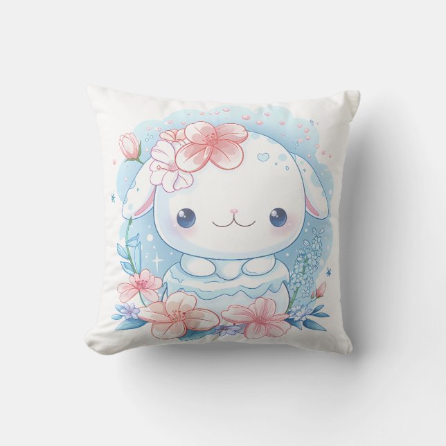 Coussin Illustration de lapin chibi mignon (Recto)
