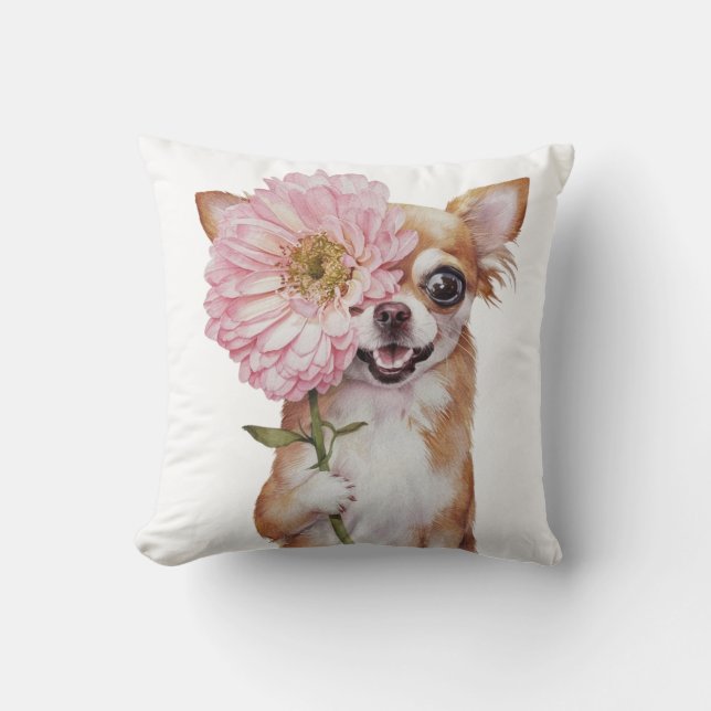 Coussin Illustration de l'aquarelle adorable Chihuahua (Recto)