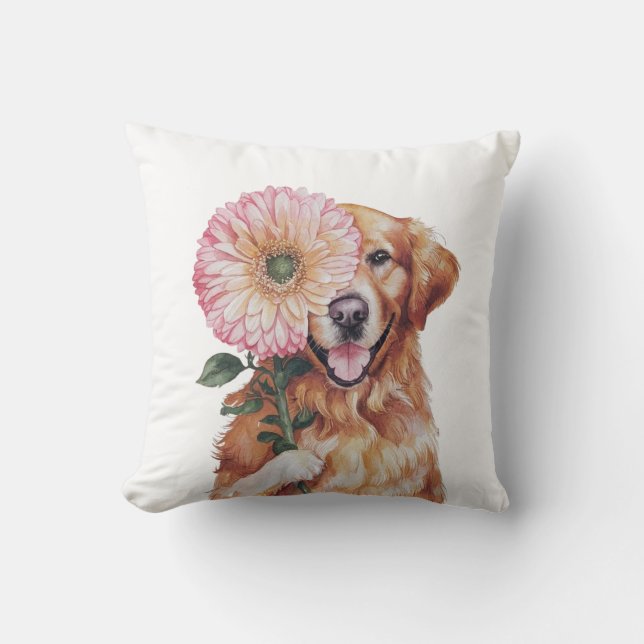Coussin Illustration de l'aquarelle dorée adorable (Recto)