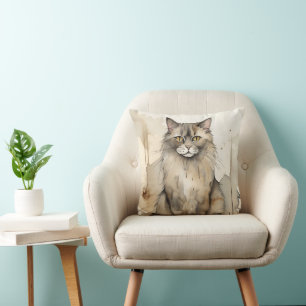 Coussin Illustration de l'aquarelle du Maine Coon