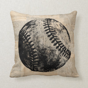 Coussin Illustration de l'art du baseball Vintage