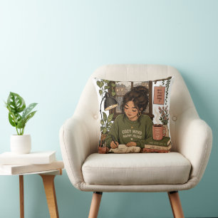 Coussin Illustration de l'auto-soin Cottagecore