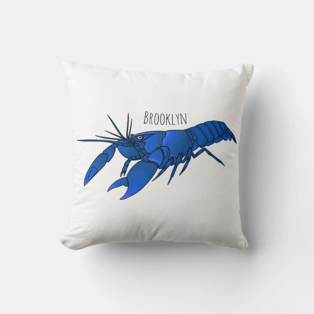 Coussin Illustration de l'écrevisse marron bleu (Recto)