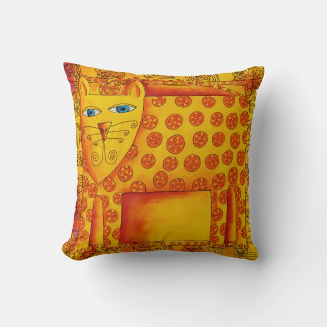 Coussin Illustration de léopard à aquarelle (Recto)