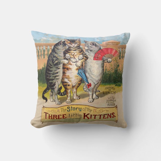Coussin Illustration de l'oie des trois petits chatons (Recto)