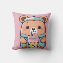 Illustration de l'ours à thé à bulle - style Kawai