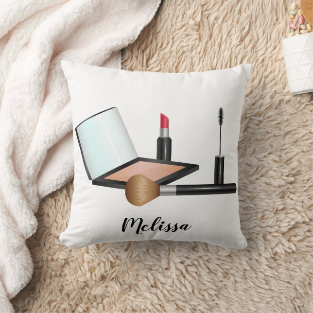 Coussin Illustration De Maquillage Avec Nom Personnalisé (Couverture)