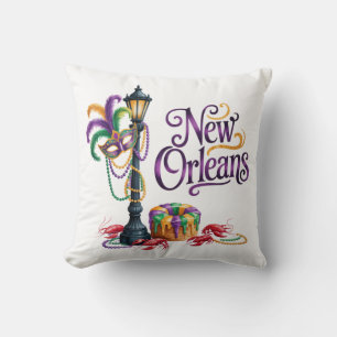 Coussin Illustration de Mardi Gras à La Nouvelle-Orléans