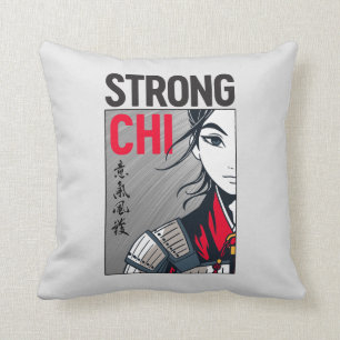 Coussin Illustration de Mulan "Strong Chi"