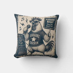 Coussin Illustration de musique vintage de coq chantant dr