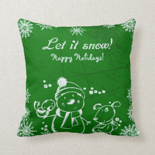 Coussin Illustration de Noël blanc sur l'Arrière - plan ve