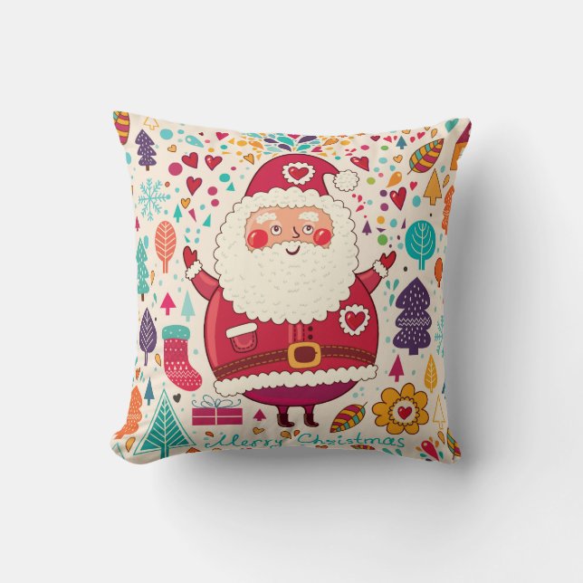 Coussin Illustration de Noël du Père Noël (Recto)