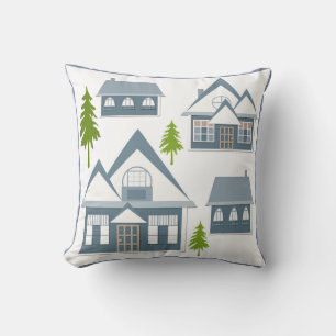 Coussin Illustration de Noël l'hiver abrite des arbres gr