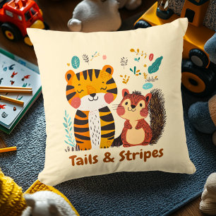 Coussin Illustration de nurserie fantaisiste de tigre et d