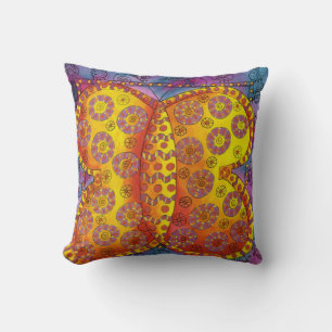 Coussin Illustration de papillon à l'aquarelle à motifs