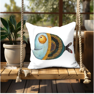 Coussin Illustration de poisson amusant art intérieur déco