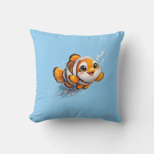 Coussin Illustration de poisson-clown heureux dans la vie 