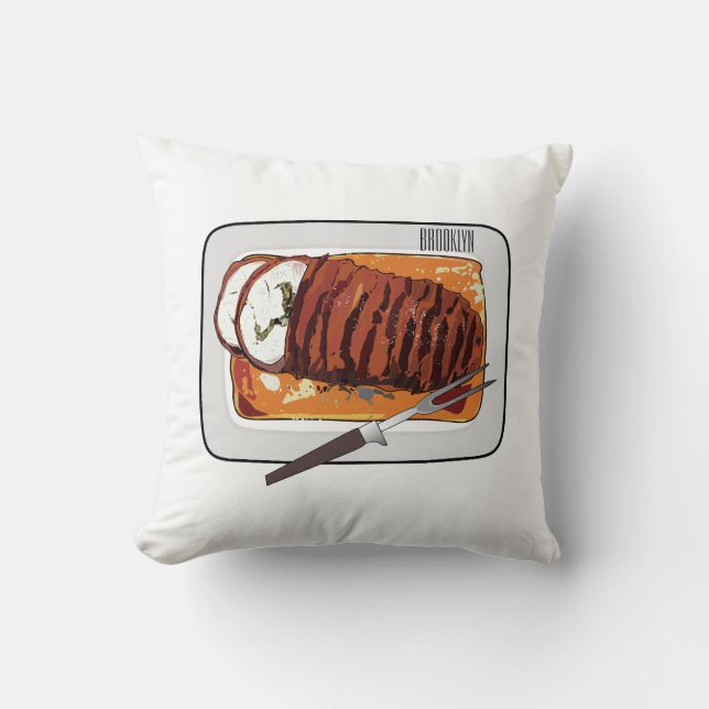 Coussin Illustration de poitrine de dinde rôtie (Recto)