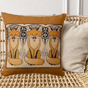 Coussin Illustration de renards Art Nouveau Faune forest