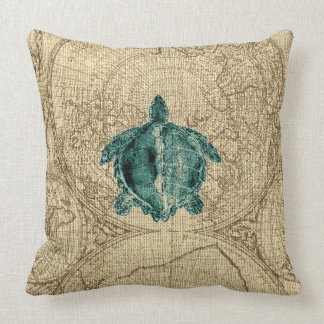 Coussin Illustration de tortue verte de vie marine de