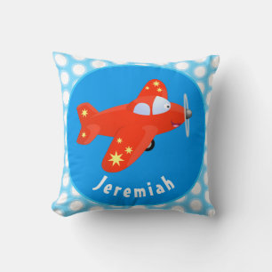 Coussin Illustration de vol d'avion rouge mou