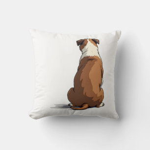 Coussin Illustration de vue arrière de bouledogue vintage