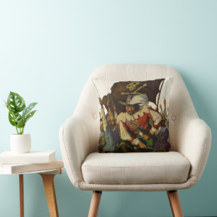 Coussin Illustration de Wyeth sur la vie de pirate vintage