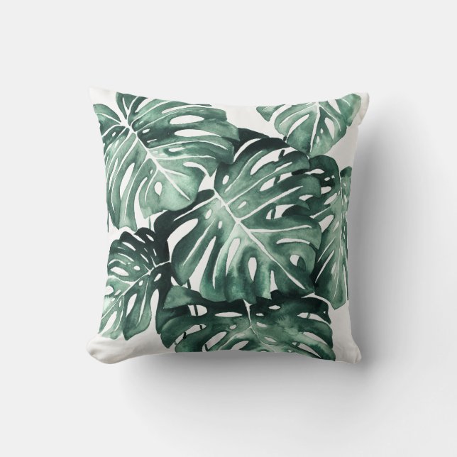 Coussin Illustration des Feuilles de Monstera (Recto)