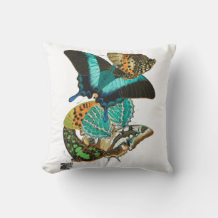 Coussin Illustration des papillons Vintages E.A. Séguy