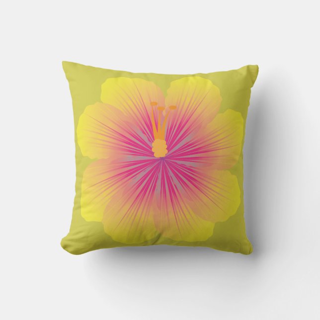 Coussin Illustration d'Hibiscus Jaune (Recto)
