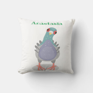 Coussin Illustration drôle de pigeon curieux