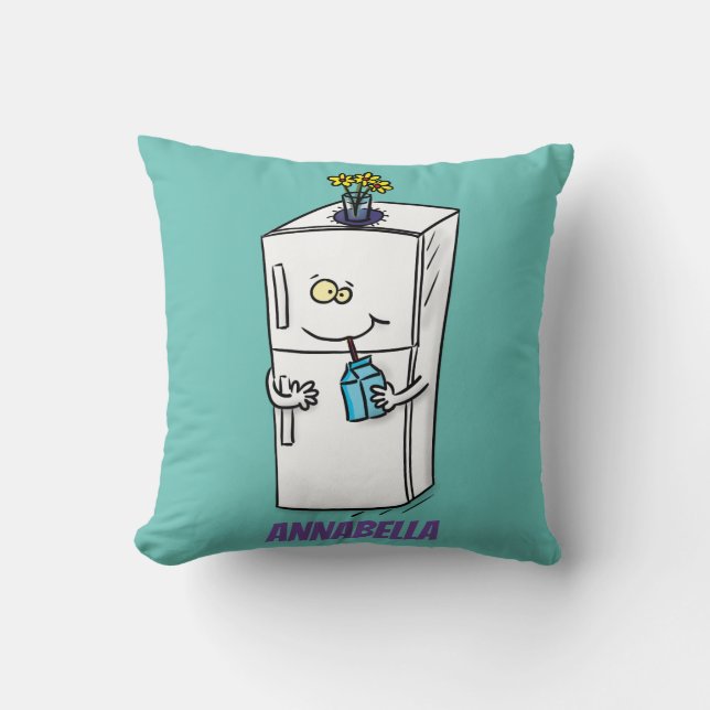 Coussin Illustration drôle de réfrigérateur (Recto)