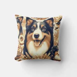 Coussin Illustration du berger australien rétro