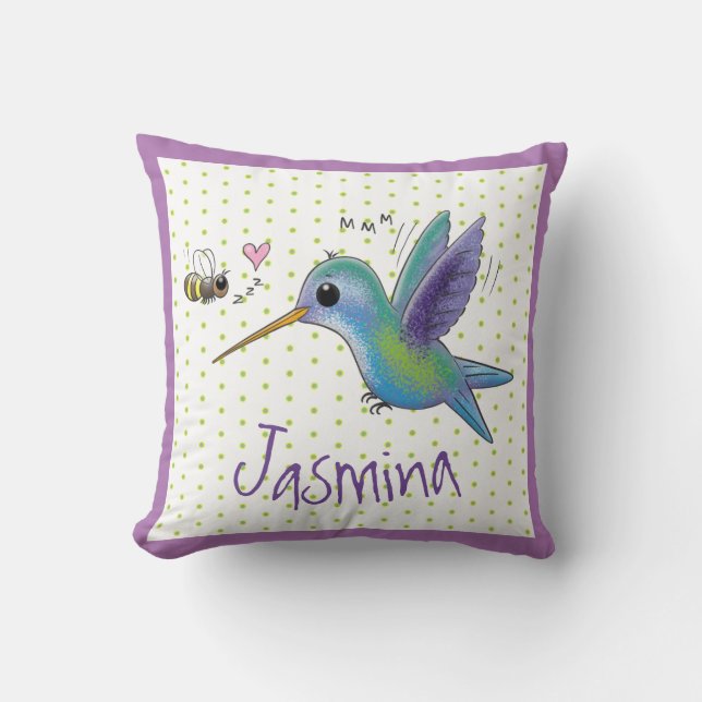 Coussin Illustration du colibri et de l'abeille (Recto)