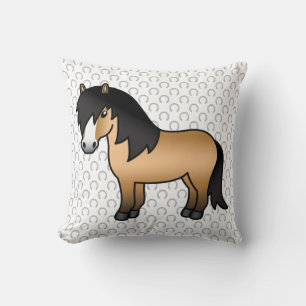 Coussin Illustration du dessin animé Pony Cute de Buckskin