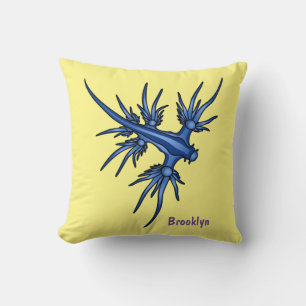 Coussin Illustration du dragon bleu des limaces de mer
