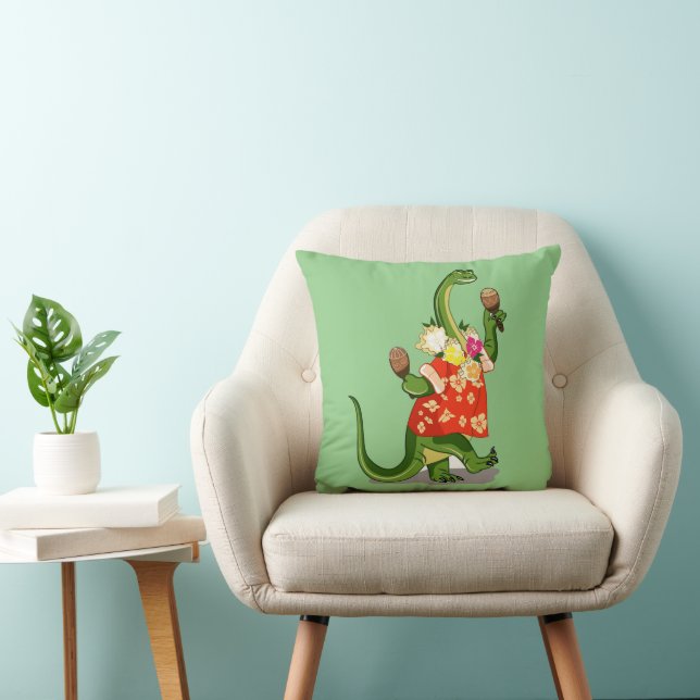 Coussin Illustration D'Un Brontosaurus Jouant À Maracas. (Chaise)