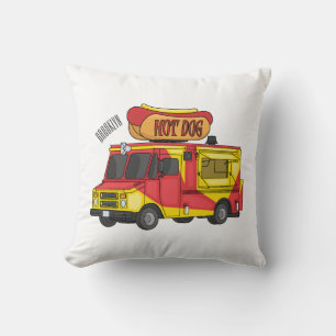 Coussin Illustration d'un camion de nourriture pour chien 