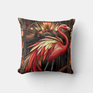 Coussin Illustration d'un Flamant rose Art déco dynamique