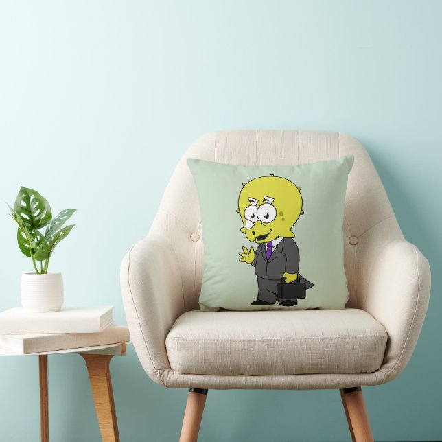 Coussin Illustration D'Un Homme D'Affaires Tricératops. (Chaise)