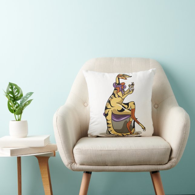 Coussin Illustration D'Un Iguanodon Qui Polit Ses Ongles. (Chaise)