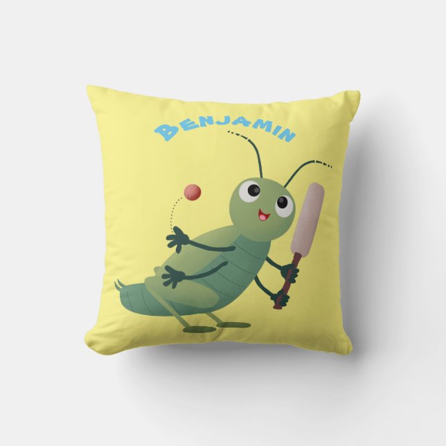 Coussin Illustration d'un insecte du cricket vert mou (Recto)