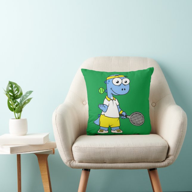 Coussin Illustration D'Un Joueur De Tennis Tyrannosaurus R (Chaise)